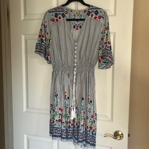 Floral boho button up dress